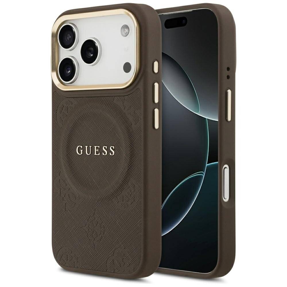 Guess Peony Hot Stamp MagSafe Case für iPhone 17 Pro - Braun