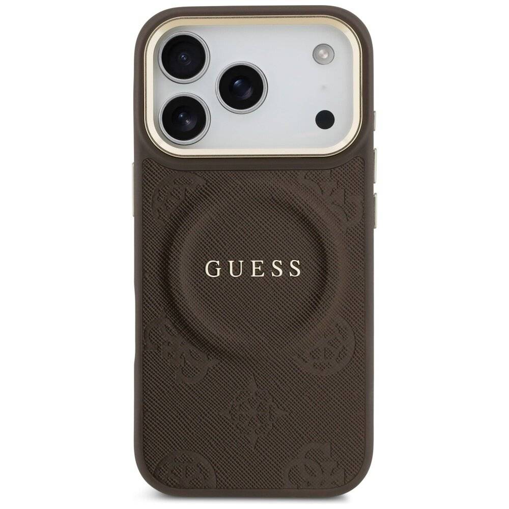 Guess Peony Hot Stamp MagSafe Case für iPhone 17 Pro - Braun