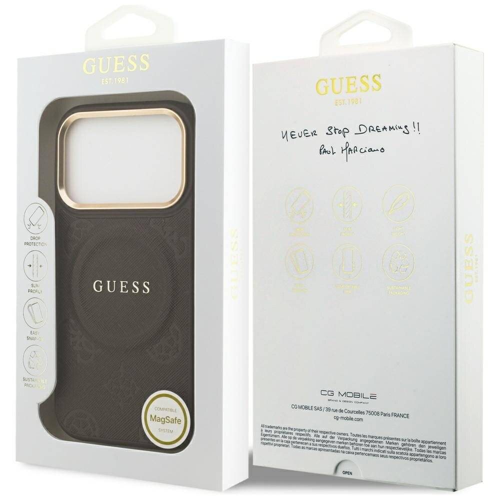 Guess Peony Hot Stamp MagSafe Case für iPhone 17 Pro - Braun