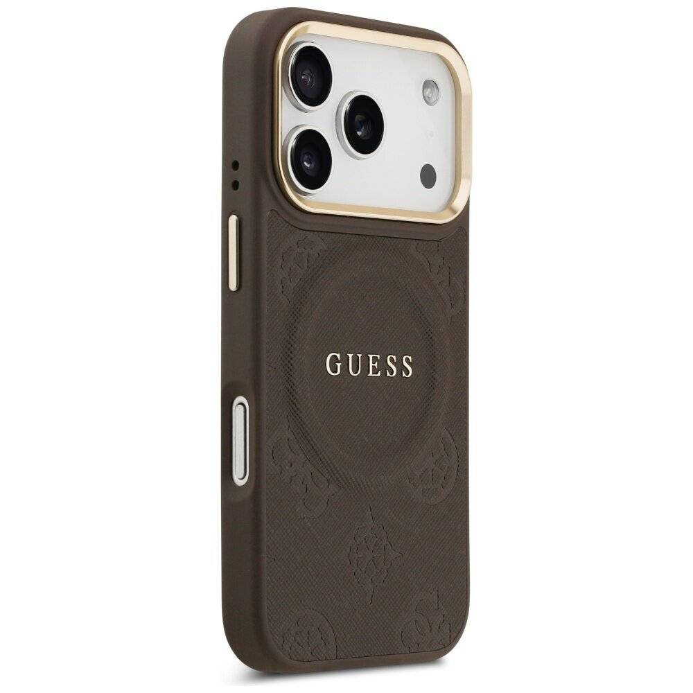 Guess Peony Hot Stamp MagSafe Case für iPhone 17 Pro - Braun