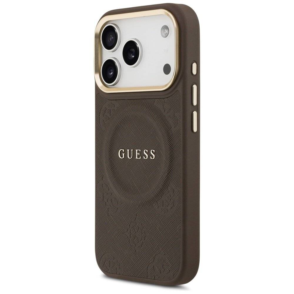 Guess Peony Hot Stamp MagSafe Case für iPhone 17 Pro - Braun