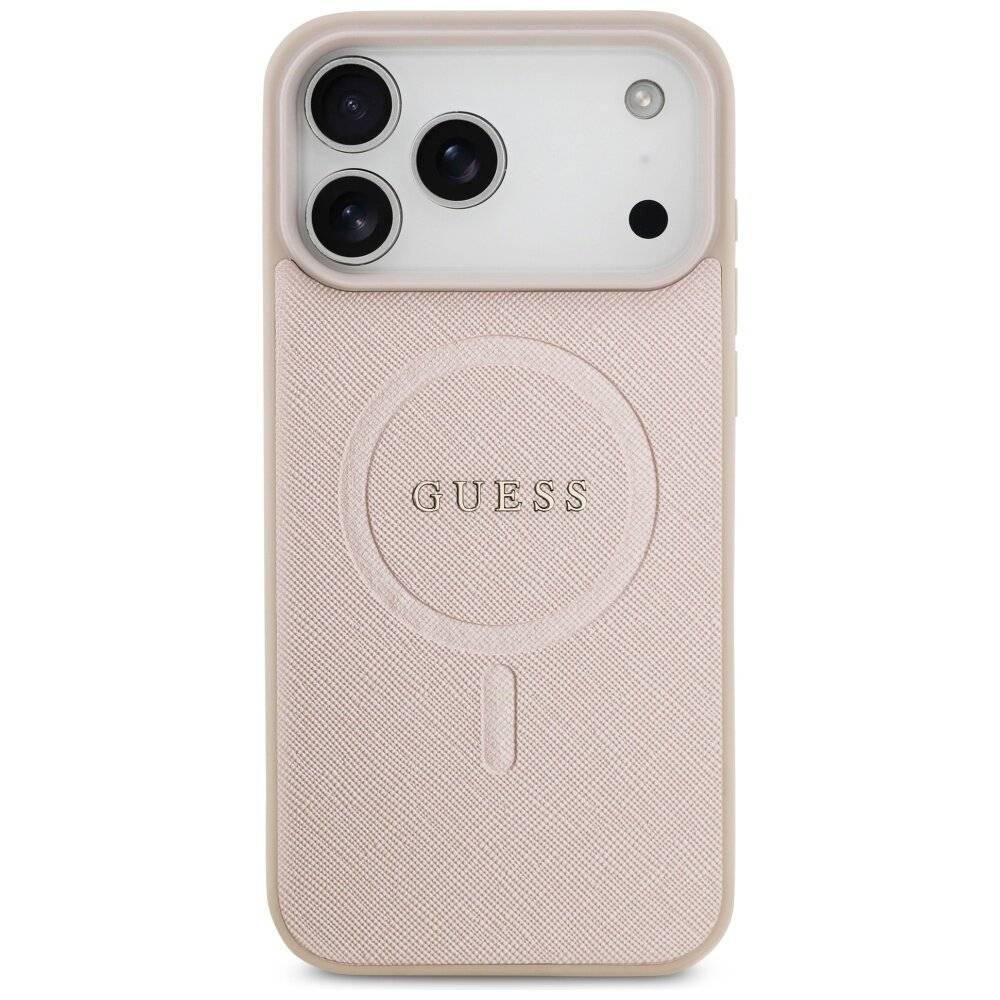 Guess Saffiano Classic Logo MagSafe Case für iPhone 17 Pro Max - Pink