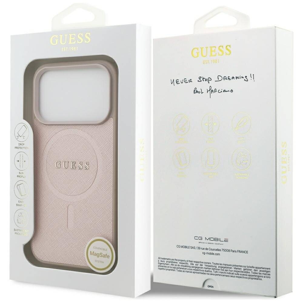Guess Saffiano Classic Logo MagSafe Case für iPhone 17 Pro - Pink