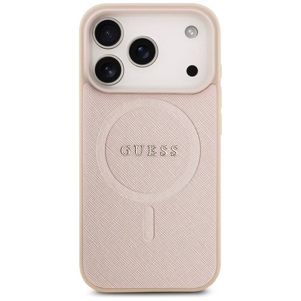 Guess Saffiano Classic Logo MagSafe Case für iPhone 17 Pro - Pink