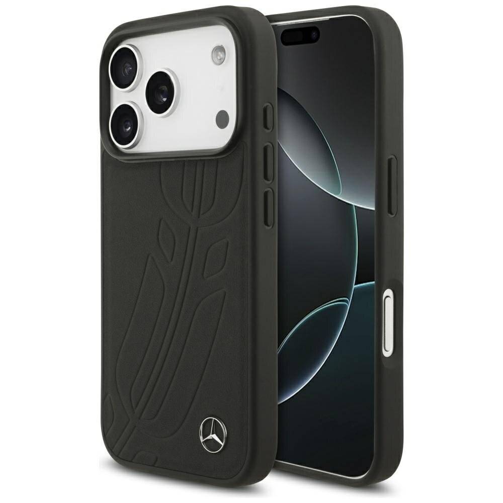 Mercedes Leder Large Laurel Leave MagSafe Case iPhone 17 Pro - Schwarz