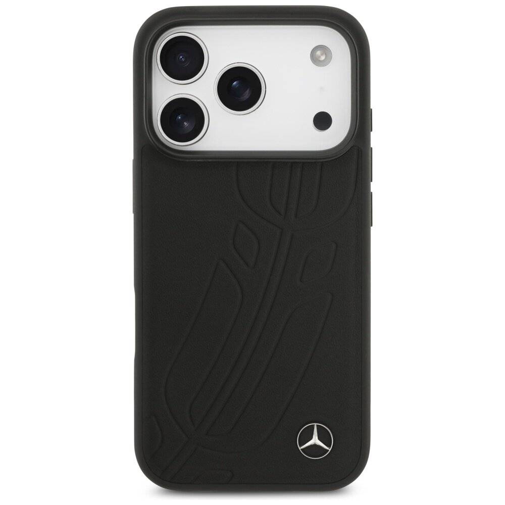 Mercedes Leder Large Laurel Leave MagSafe Case iPhone 17 Pro - Schwarz