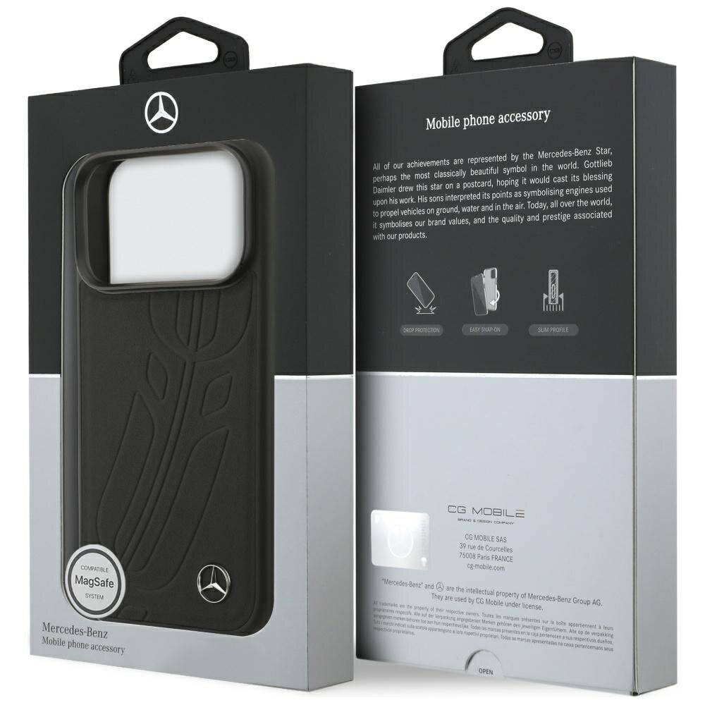 Mercedes Leder Large Laurel Leave MagSafe Case iPhone 17 Pro - Schwarz