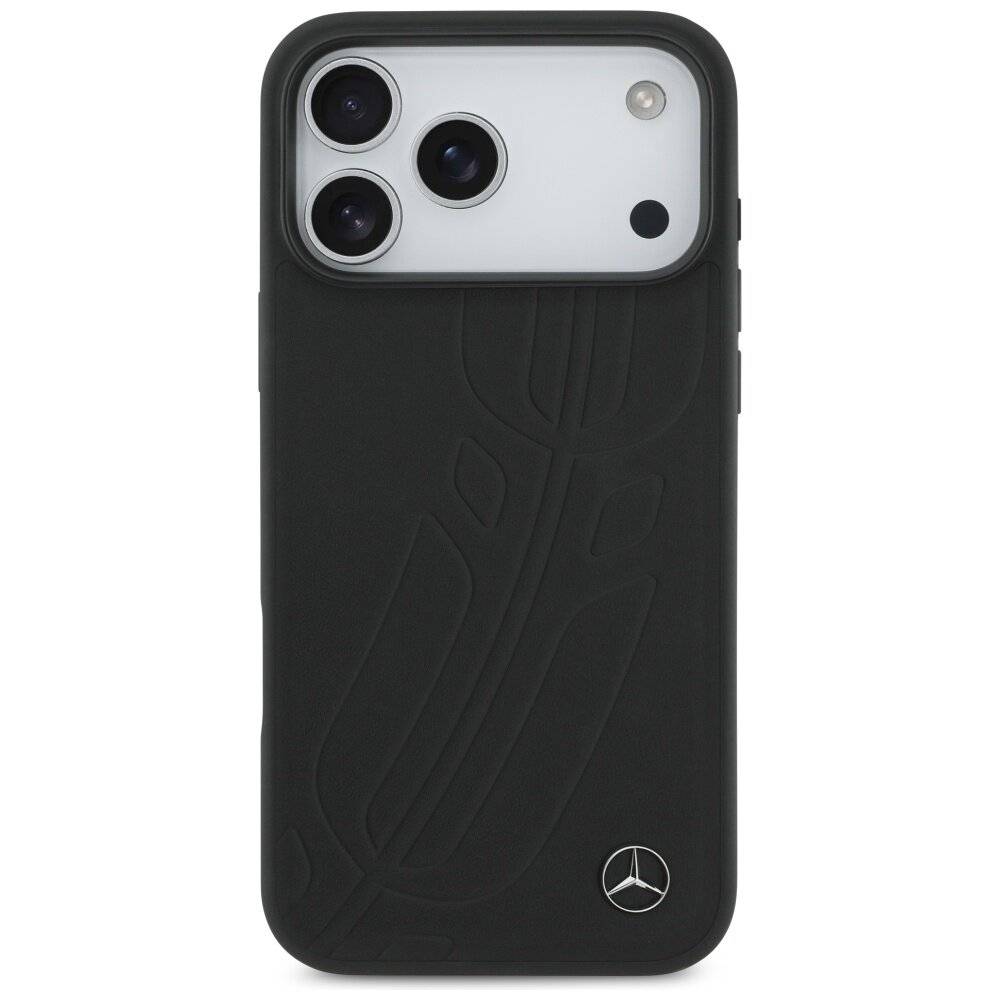 Mercedes Leder Large Laurel Leave MagSafe Case iPhone 17 Pro Max - Schwarz