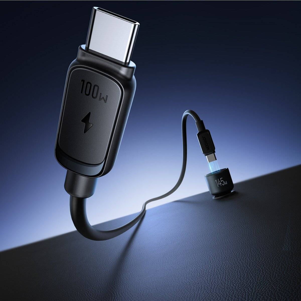 Joyroom JR-CCN07 145W Autoladegerät 2xUSB-C USB-A + 100W USB-C Kabel - Dunkelgrau