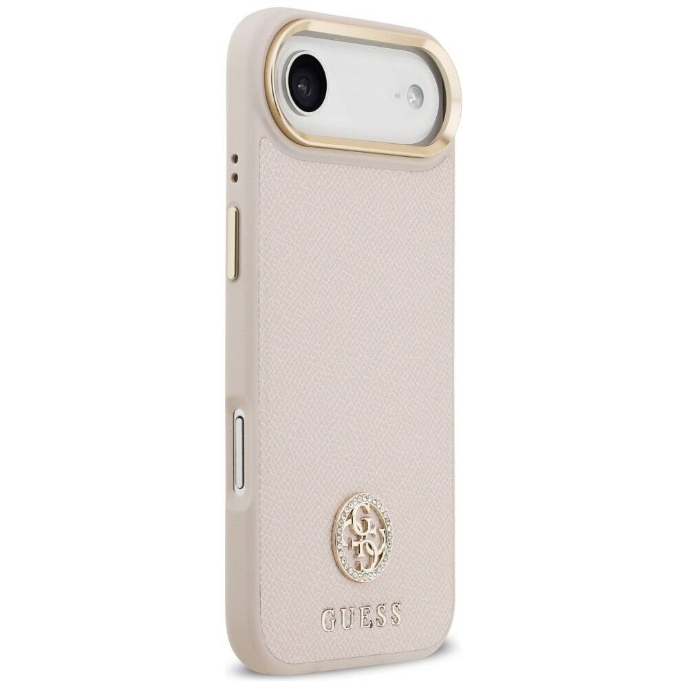 Guess MagSafe iPhone Air Hülle mit Strass-Logo und genarbter Oberfläche – Rosa
