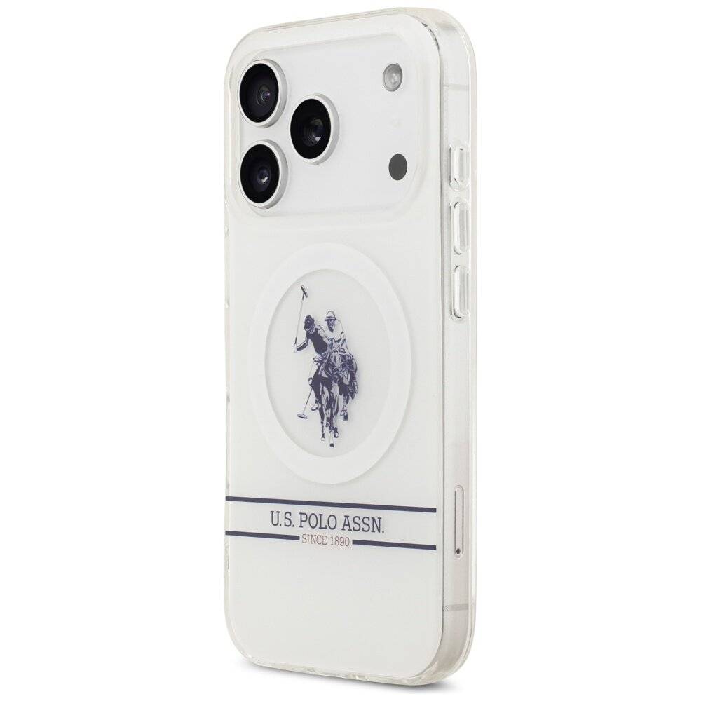 US Polo DH Bottom Stripe Logo MagSafe Case iPhone 17 Pro – Weiß