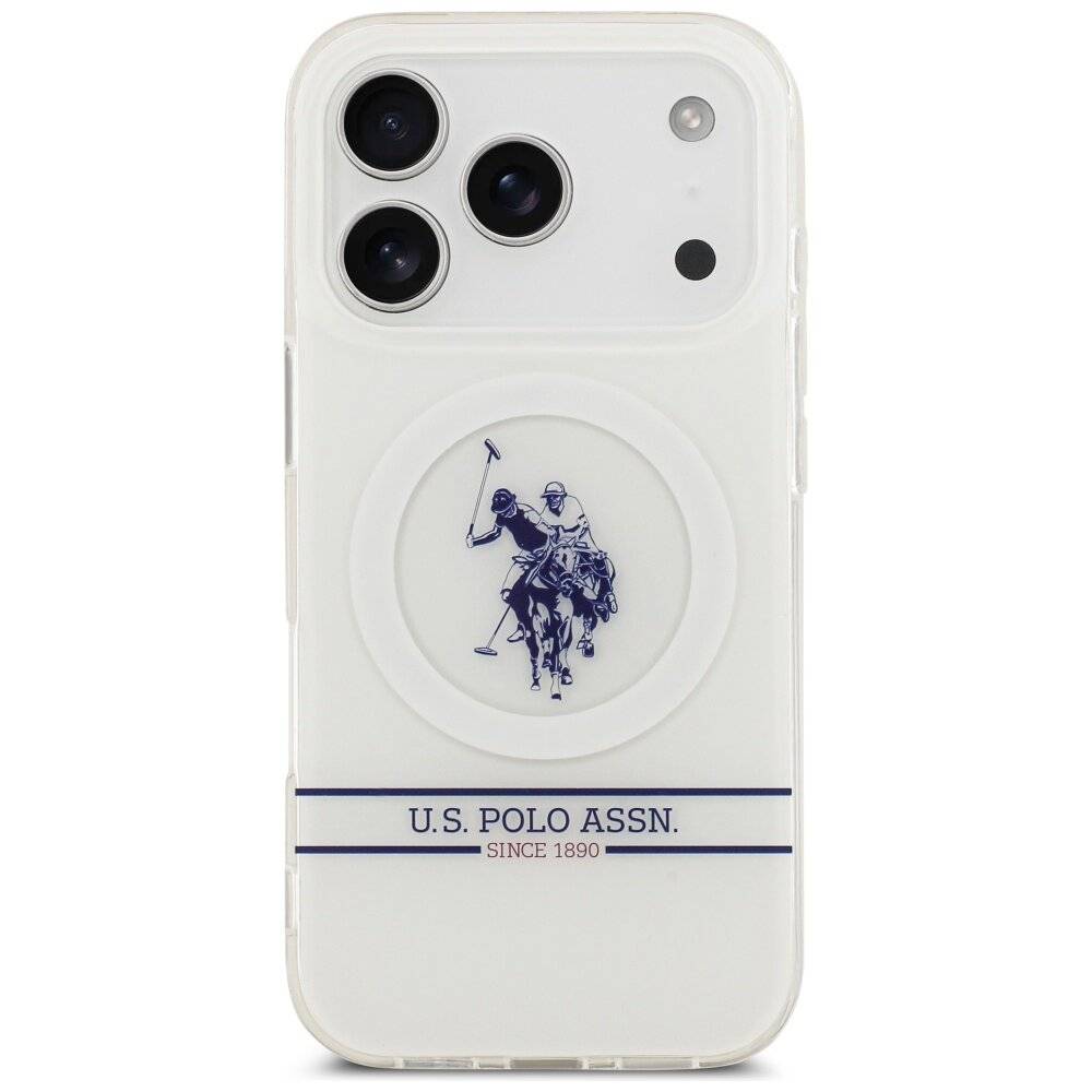US Polo DH Bottom Stripe Logo MagSafe Case iPhone 17 Pro – Weiß