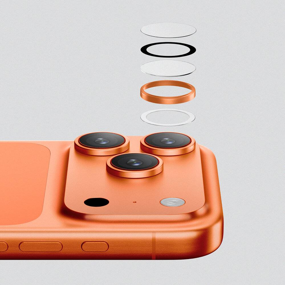 AmazingThing Linsenglas für iPhone 17 Pro / Pro Max - mit orangefarbenem Rahmen
