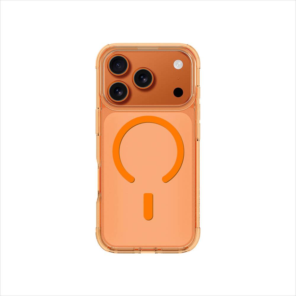 Zwei transparente Smartphone-Schutzhüllen präsentiert, die MagSafe-Kompatibilität mit charakteristischem Magnetring-Design auf der Rückseite hervorheben.