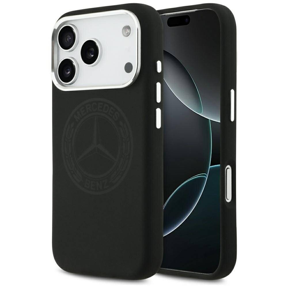 Mercedes Silikonhülle mit Vintage-Logo und MagSafe-Funktion für iPhone 17 Pro – Schwarz