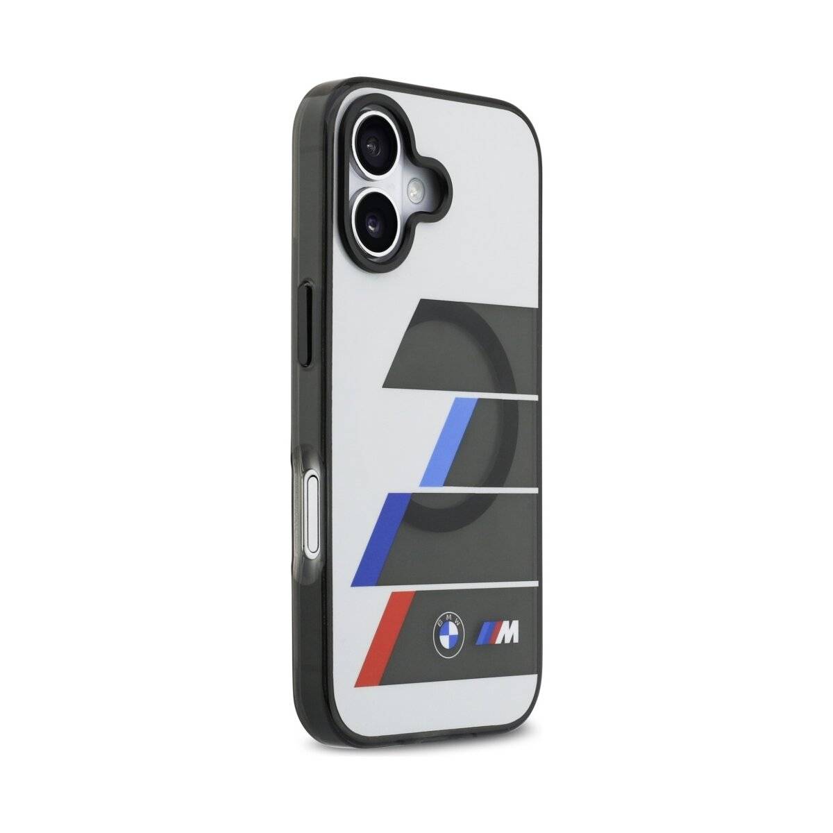BMW M Tricolor Handyhülle mit IML Oberfläche und Metalltasten Kompatibel mit iPhone 17 Grau