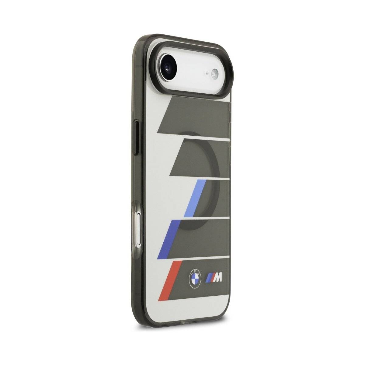 BMW M Tricolor Handyhülle mit IML Oberfläche und Metalltasten Kompatibel mit iPhone Air Grau