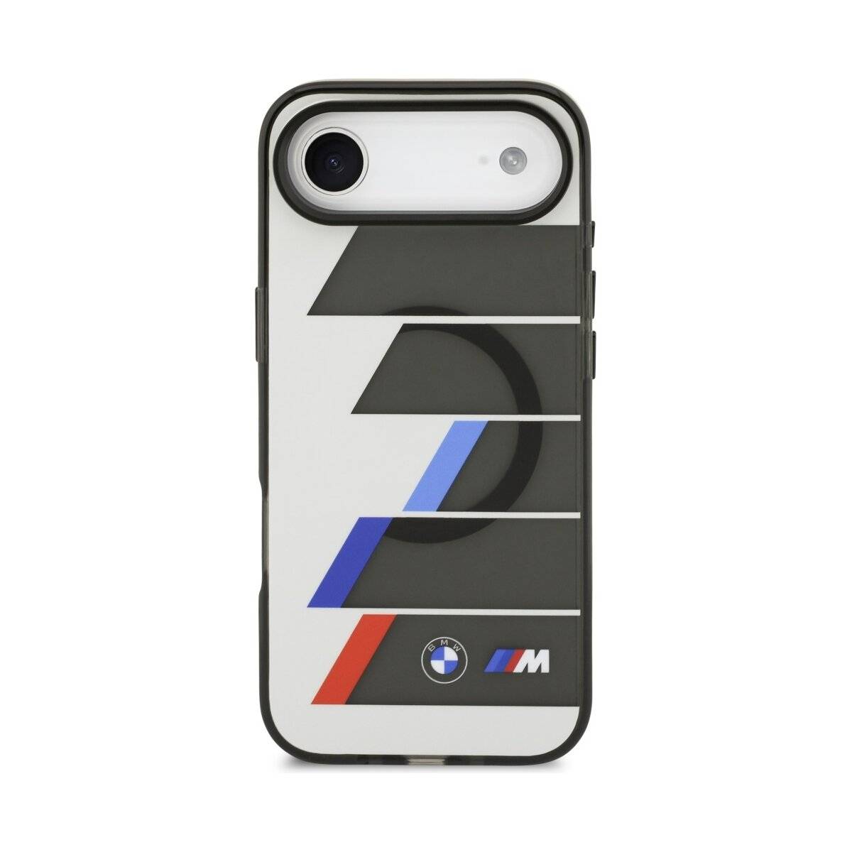 BMW M Tricolor Handyhülle mit IML Oberfläche und Metalltasten Kompatibel mit iPhone Air Grau