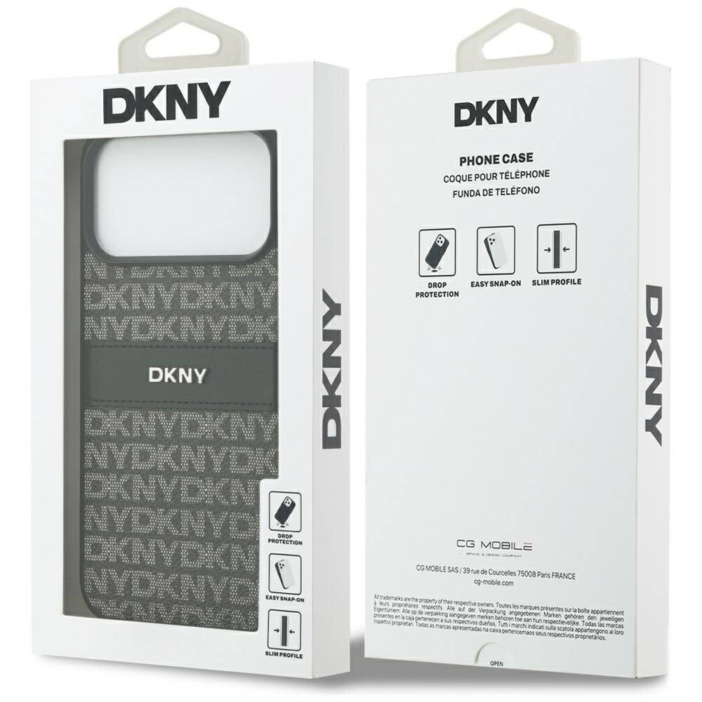 DKNY Hülle sich wiederholendem Texturmuster Ton-in-Ton-Streifen iPhone 17 Pro Max – Schwarz