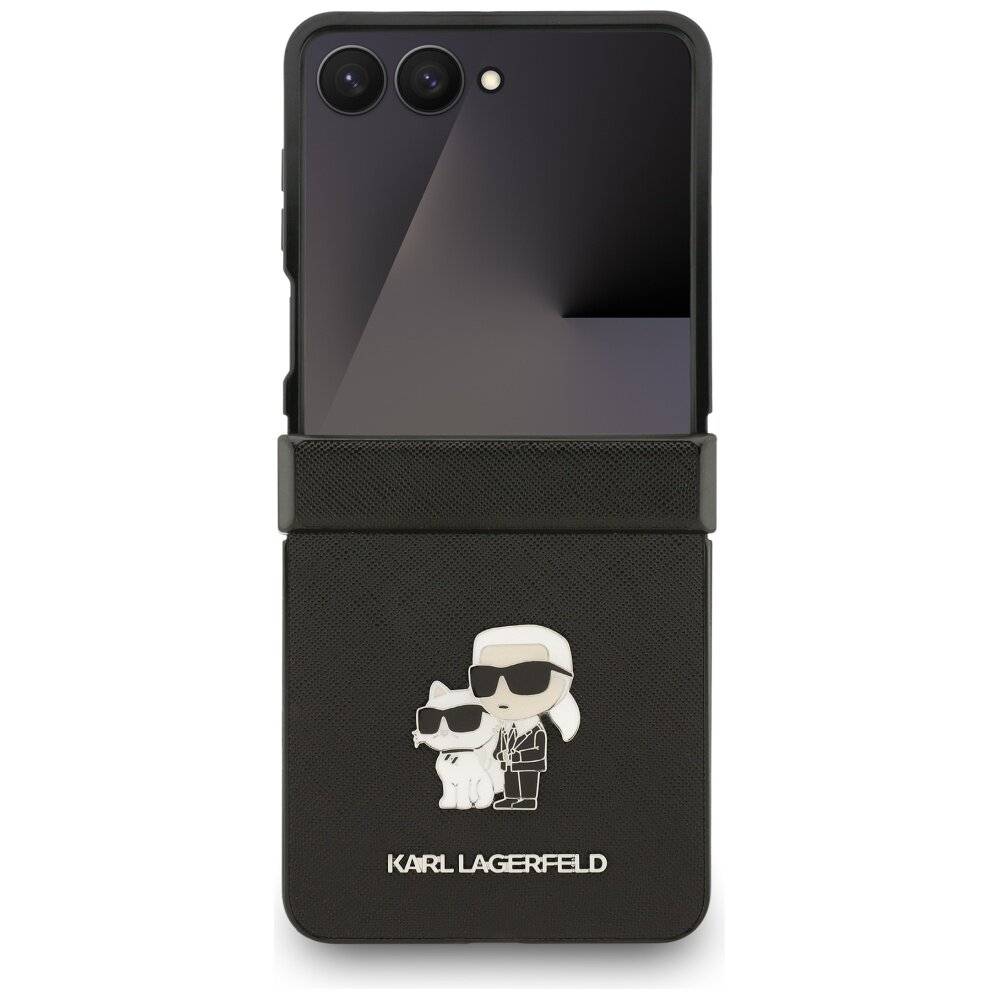 Karl Lagerfeld Saffiano Karl&Choupette Pin Case für Samsung Galaxy Z Flip 7 - Schwarz