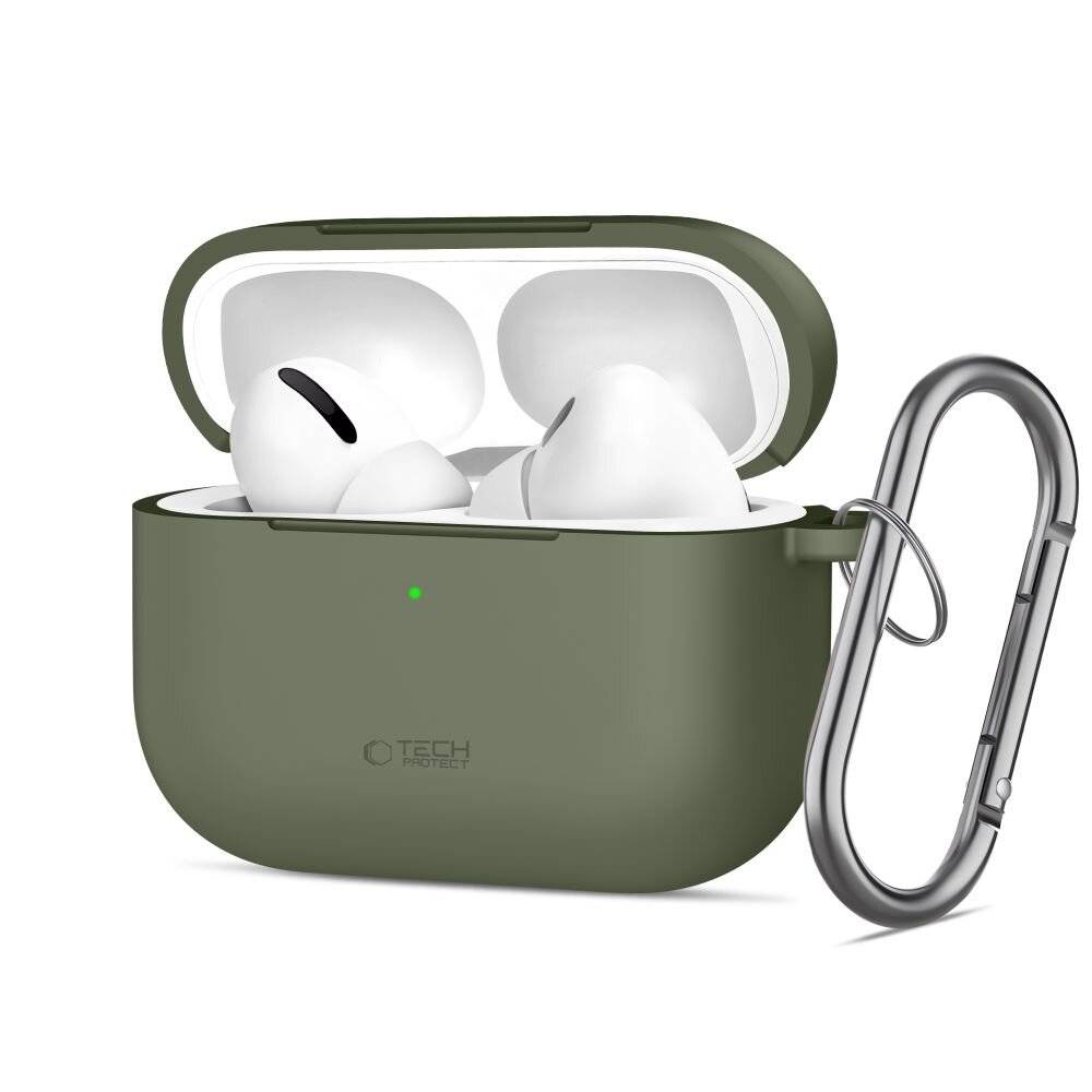 Tech-Protect Silikon-Hakenhülle für AirPods Pro – Olivgrün