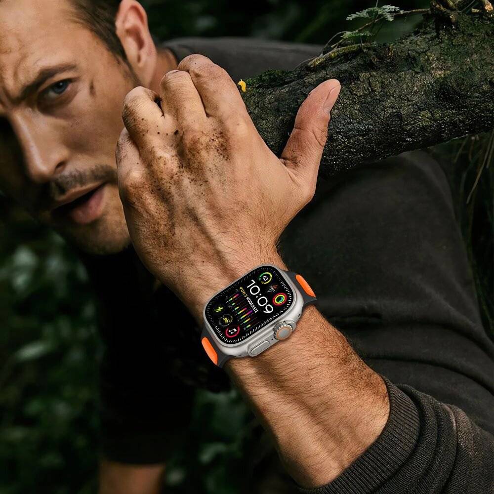 Tech-Protect IconBand Line Armband für Apple Watch 44 / 45 / 46 / 49 mm - Schwarz und Orange