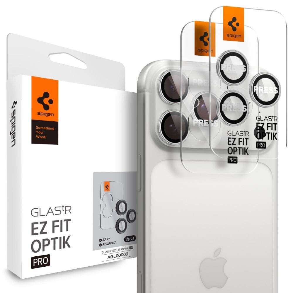 Spigen Optik Pro GLAS.TR „EZ FIT“ Kamera-Cover 2er-Pack iPhone 16 / Max 17 - Silber