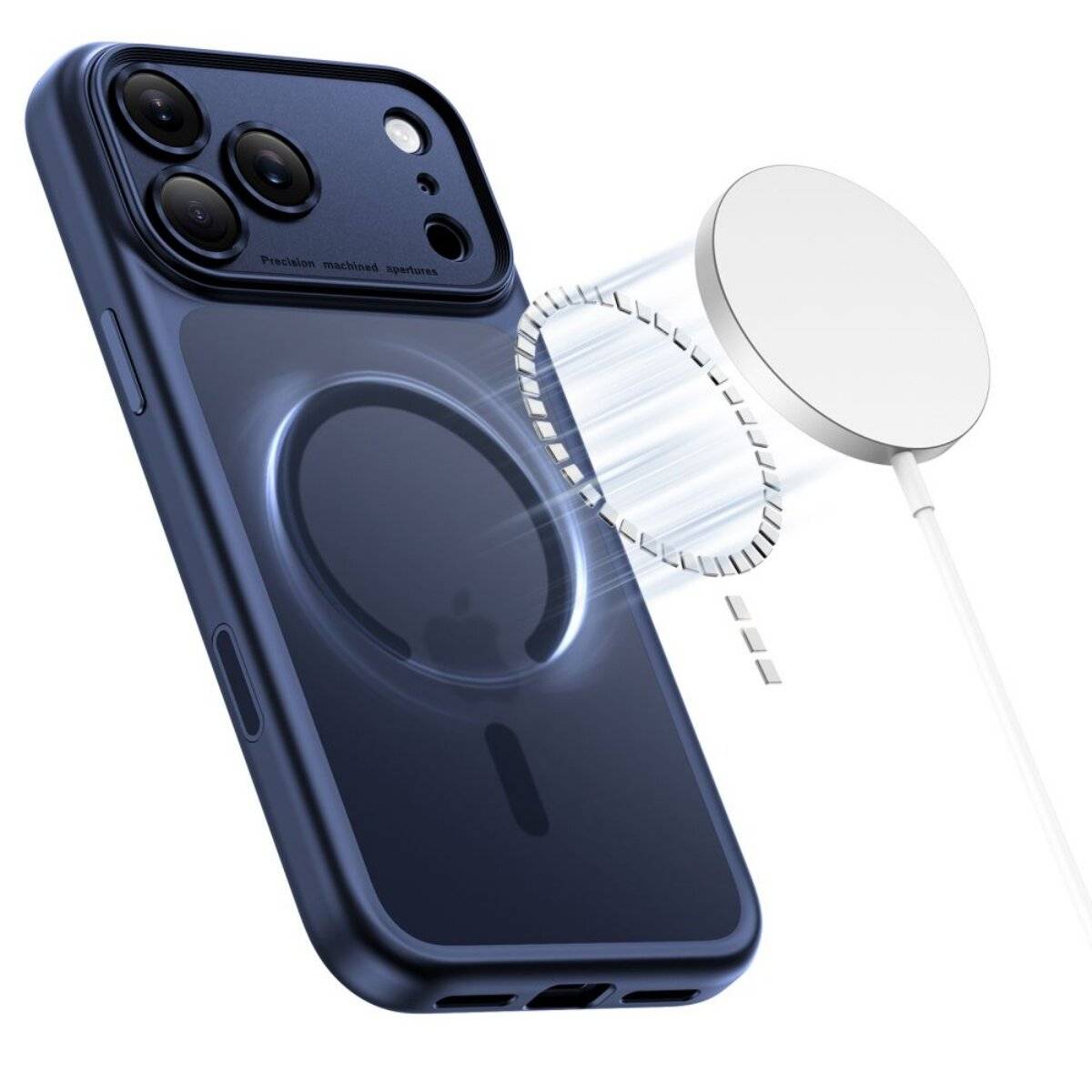 Tech-Protect Magpeak Magsafe CC Case für iPhone 17 Pro – Matt Marineblau
