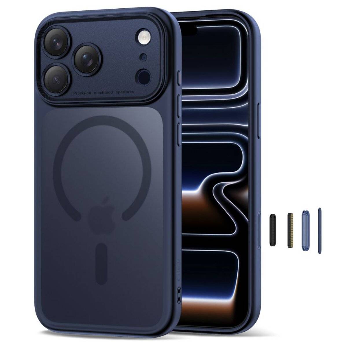 Tech-Protect Magpeak Magsafe CC Case für iPhone 17 Pro – Matt Marineblau