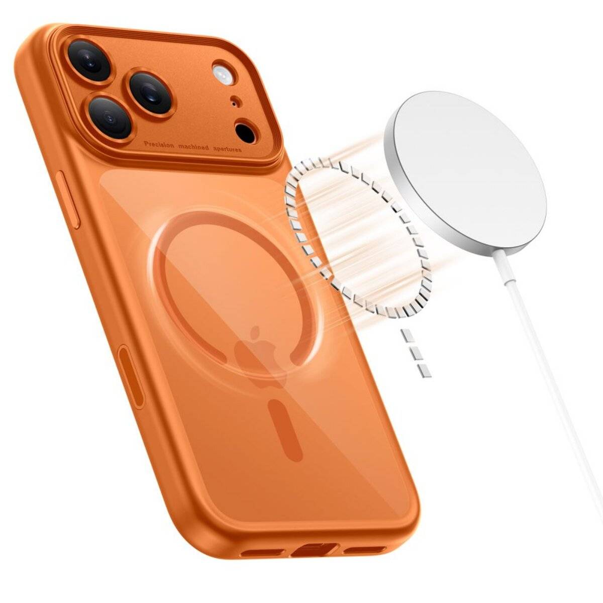 Tech-Protect Magpeak Magsafe CC Hülle für iPhone 17 Pro Max - Transparent Orange