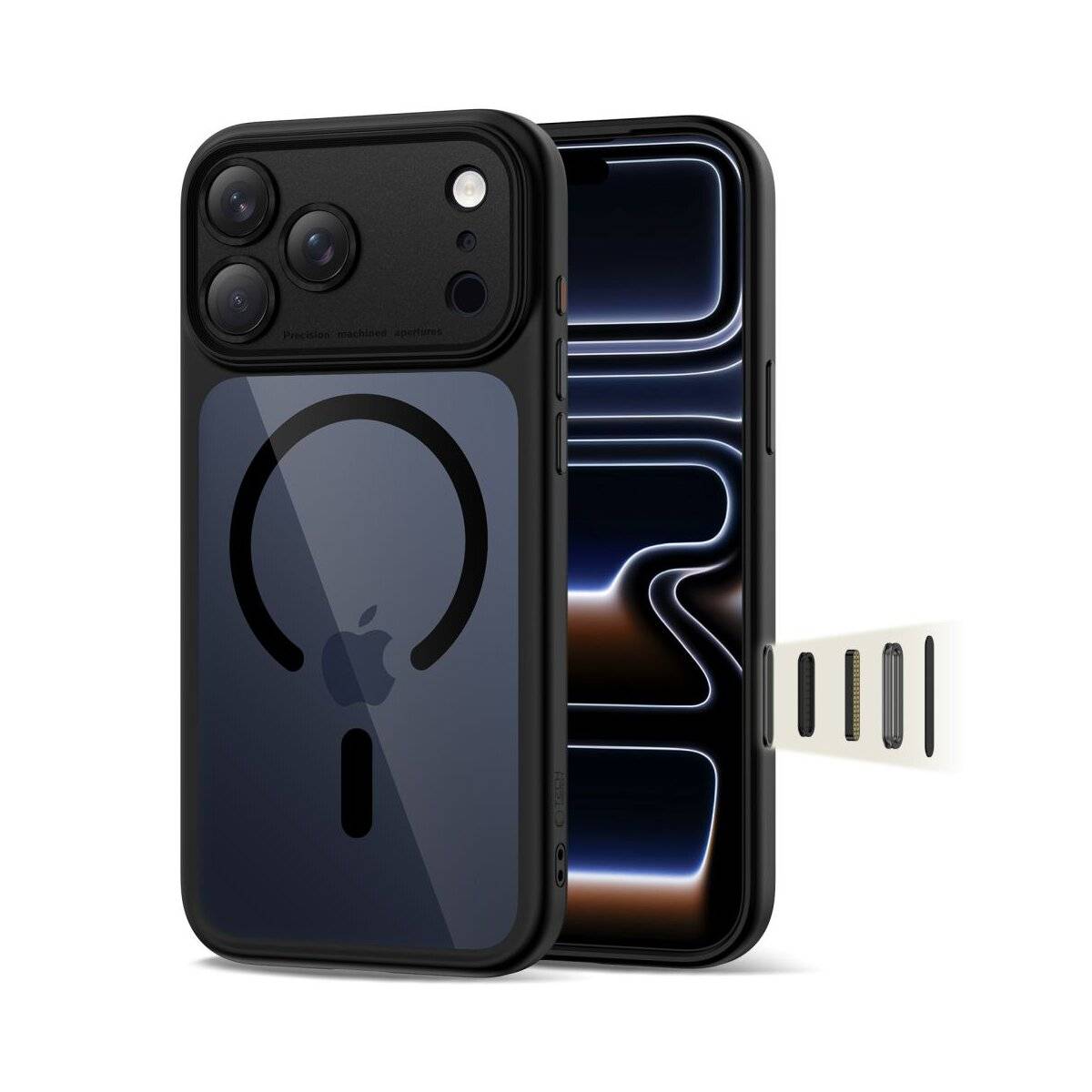 Tech-Protect Magpeak Magsafe CC Hülle für iPhone 17 Pro - Klares Schwarz