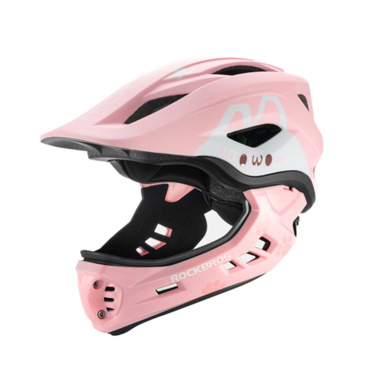 Rockbros TT-32001 Rabbit Kinder Fahrradhelm mit Kinnschutz Größe S Rosa