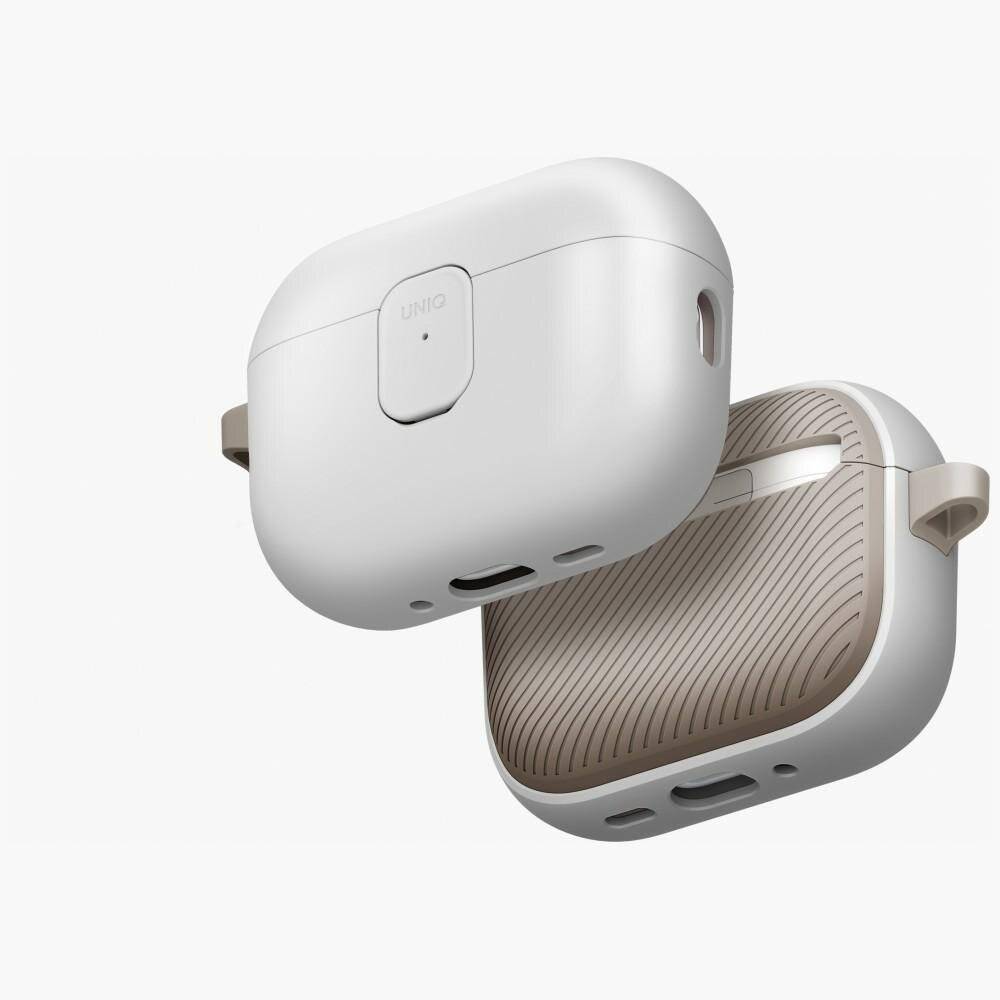 Ein elegantes Smartphone-Case mit schwarzem Finish, mit kreisförmigem Design für MagSafe-Kompatibilität, neben einem Telefon, das einen Bildschirm mit Blumenmuster anzeigt.