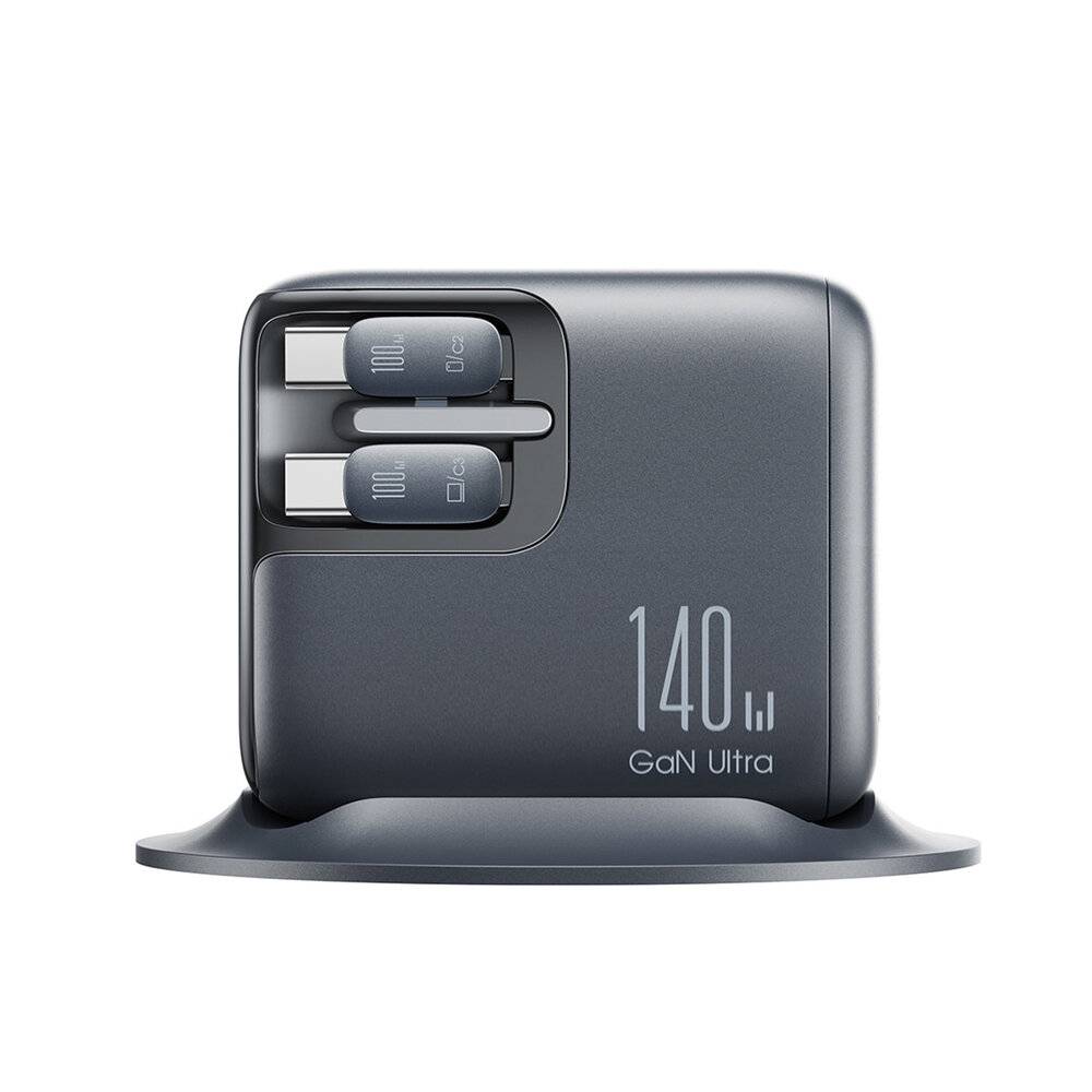 Joyroom Podix JR-TRD01 GaN 140W Desktop-Ladegerät 5 Anschlüssen zwei einziehbaren Kabeln – Grau