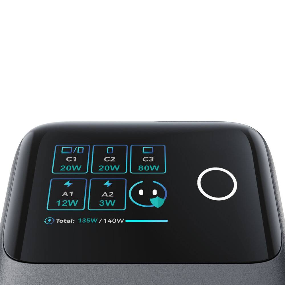 Ein Gerätebildschirm, der Anschlüsse mit den Bezeichnungen „C1 20W