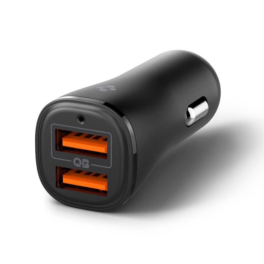 Spigen Essential EV302 30W 2-Port USB-A Autoladegerät – Schwarz