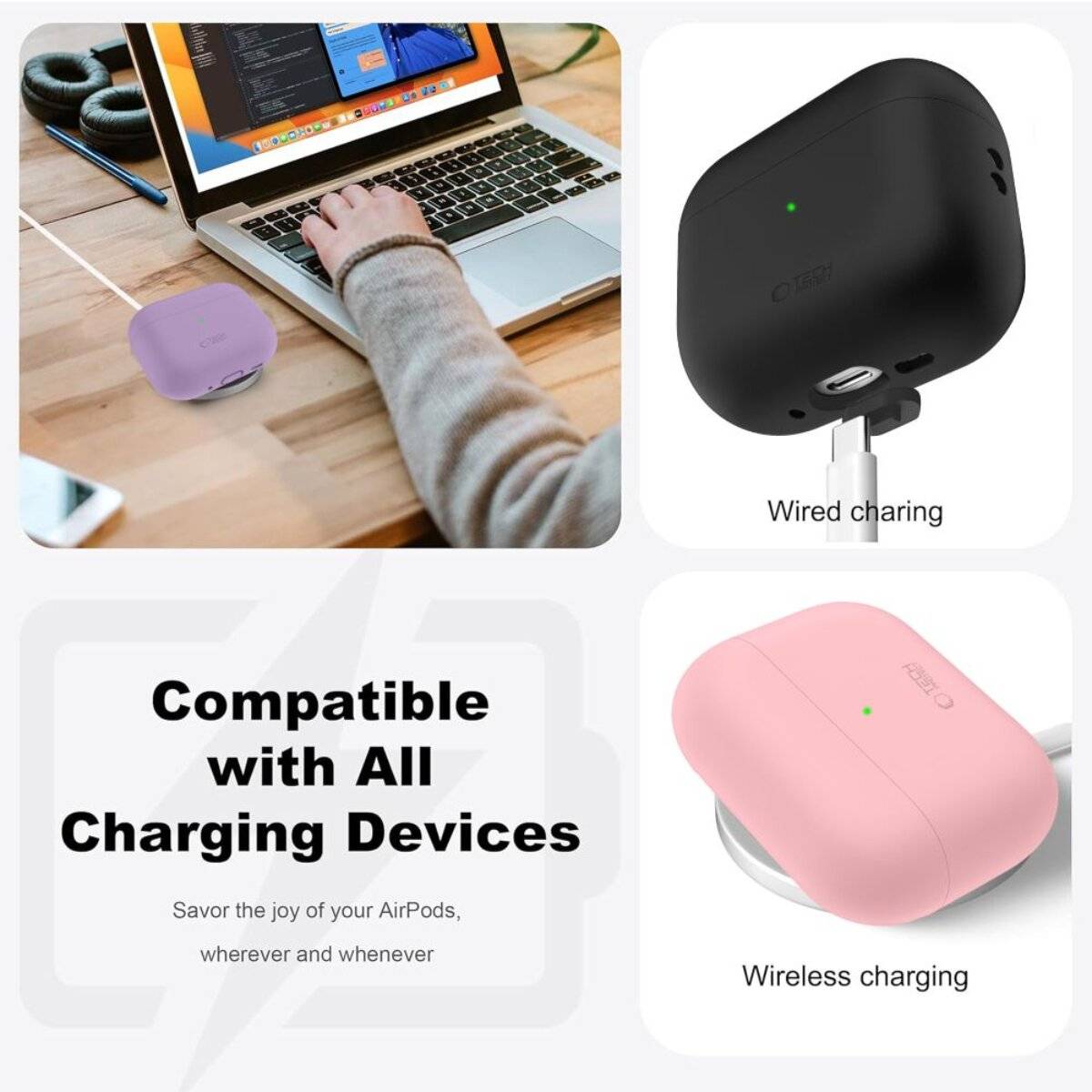 Tech-Protect Silikonhülle für AirPods Pro 3 – Schwarz