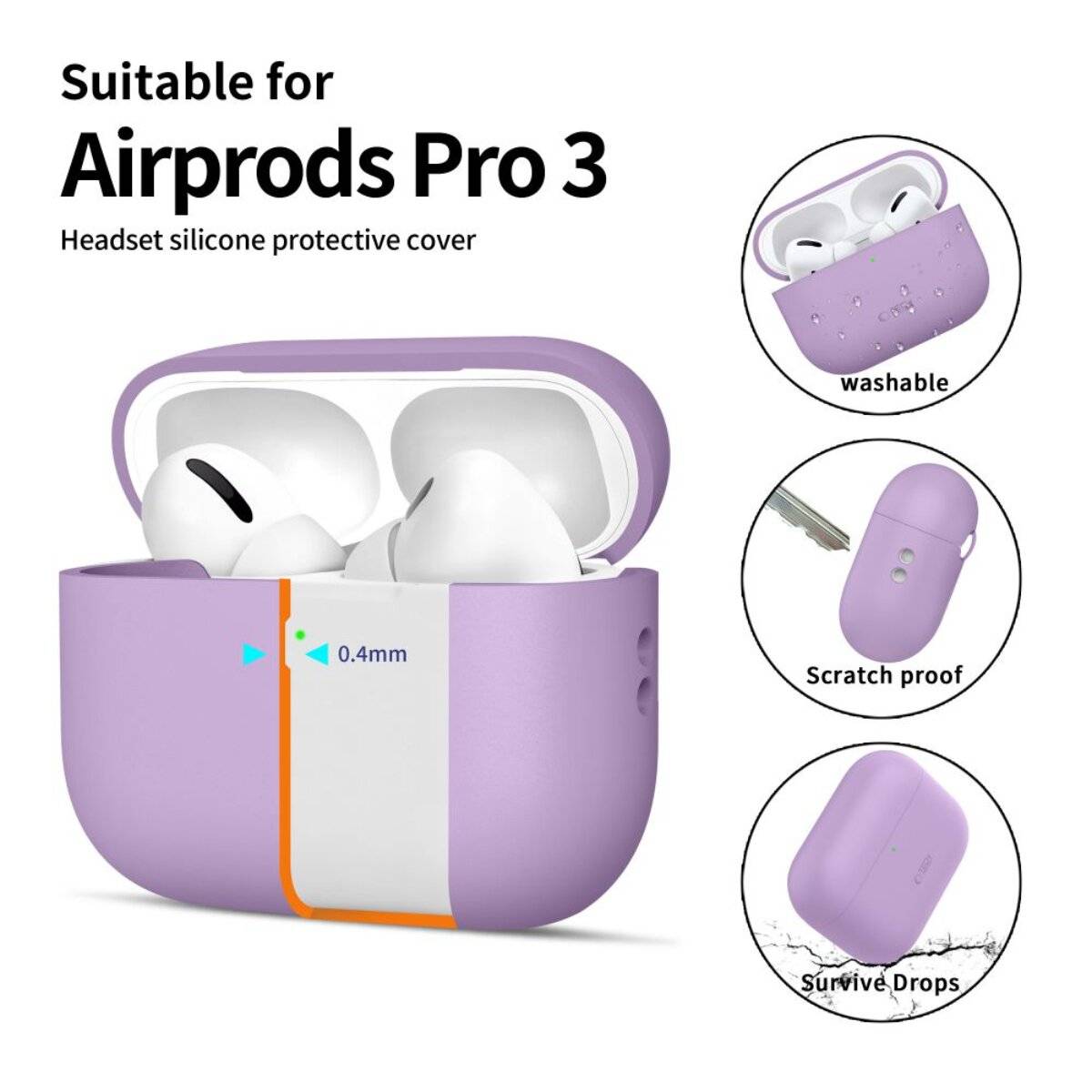 Tech-Protect Silikonhülle für AirPods Pro 3 – Lila