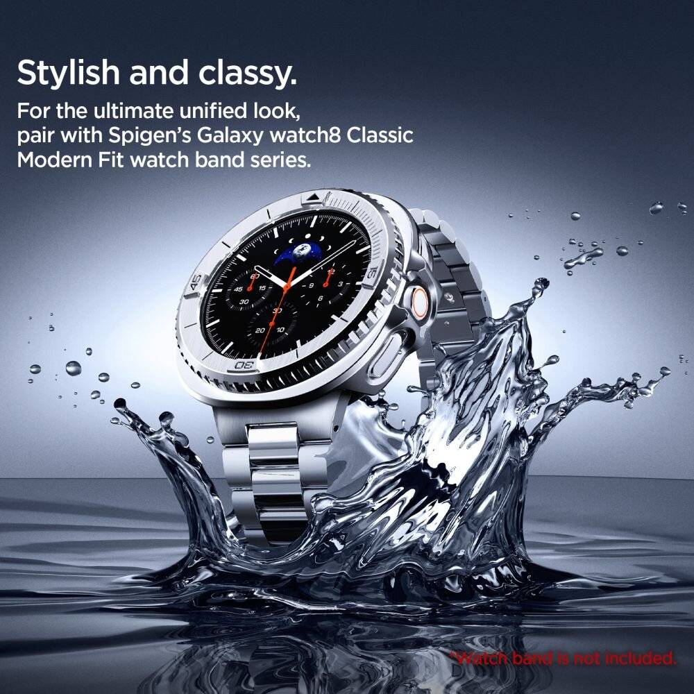 Spigen Bezel Tune Pro Pilot Cover für Samsung Galaxy Watch 8 Classic 46 mm – Silber