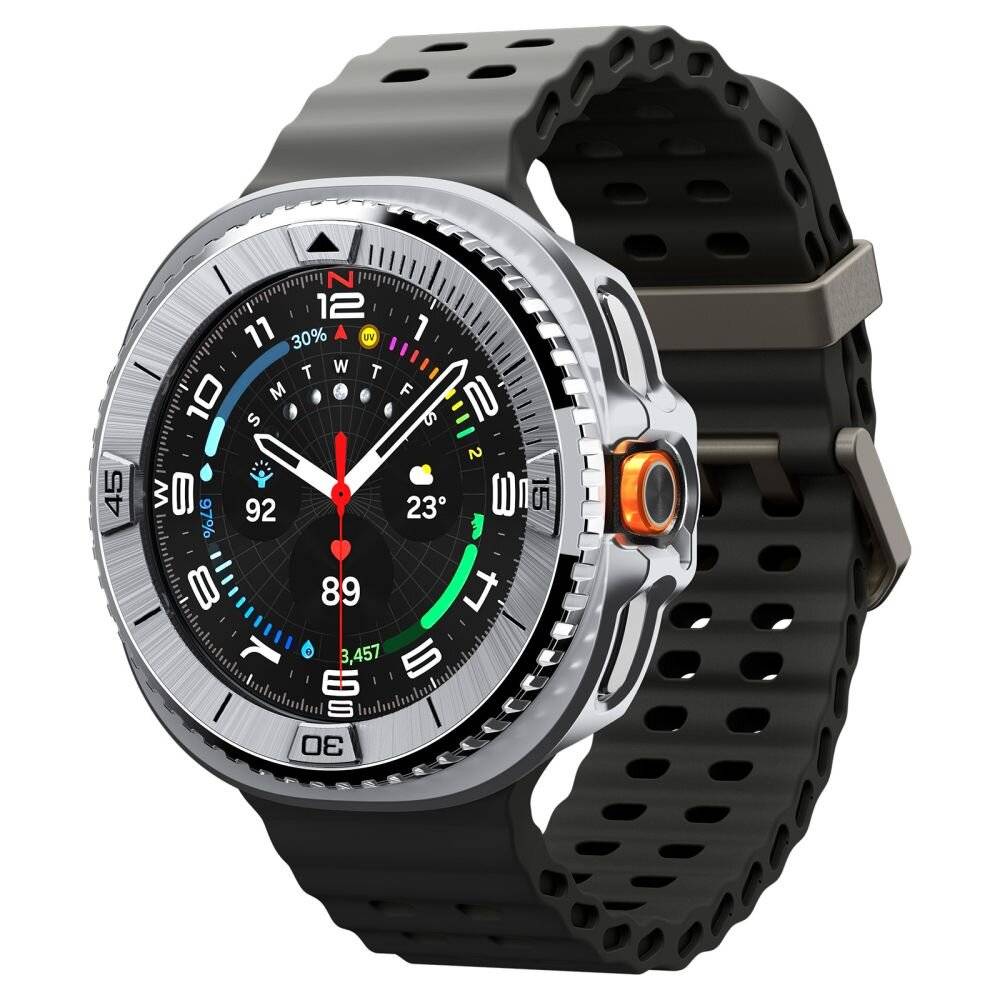 Spigen Bezel Tune Pro Pilot Cover für Samsung Galaxy Watch 8 Classic 46 mm – Silber