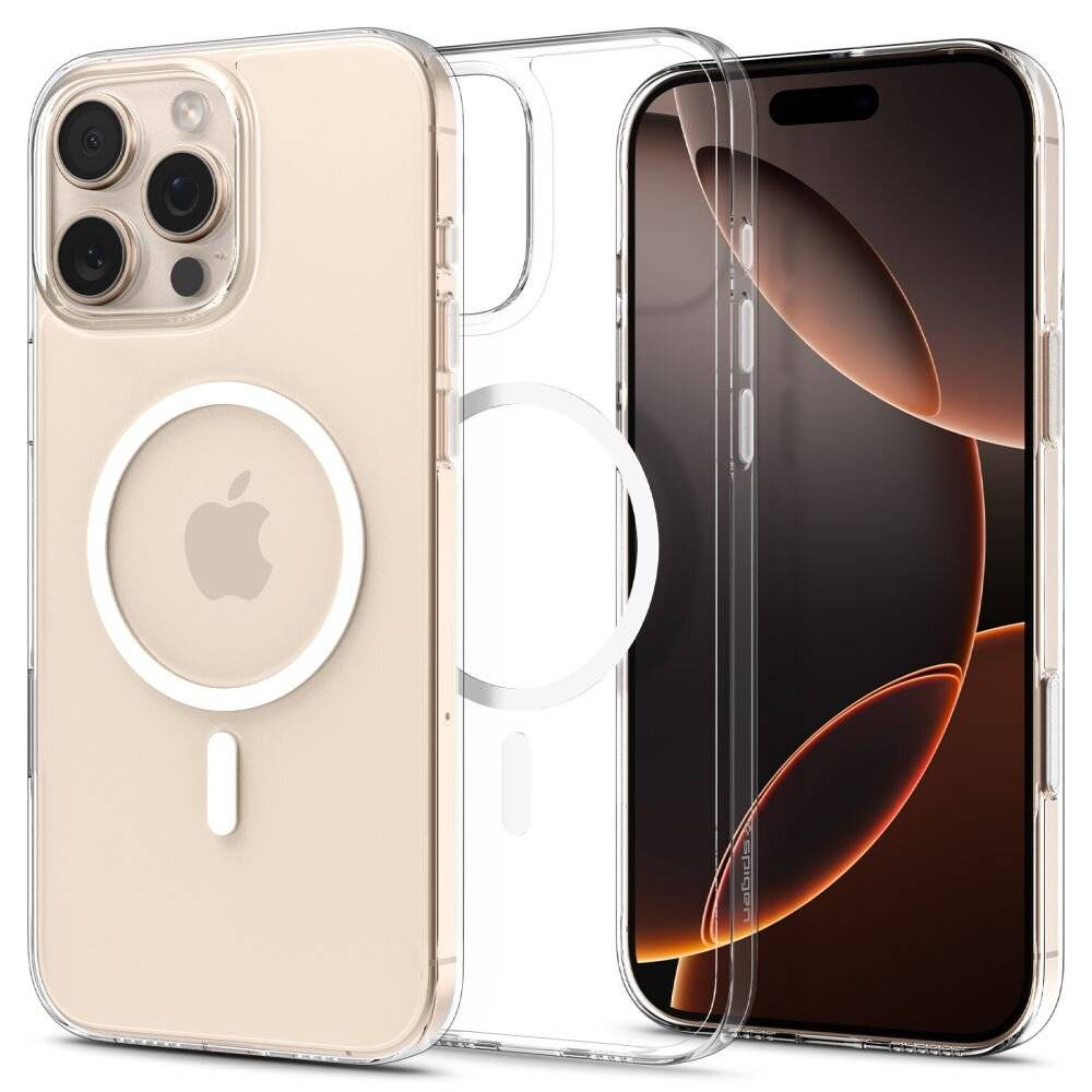 Ein Smartphone mit einer transparenten Schutzhülle, die das Apple-Logo und die Kameraobjektive zeigt. Der Telefonbildschirm zeigt dynamische Beleuchtungsmuster.