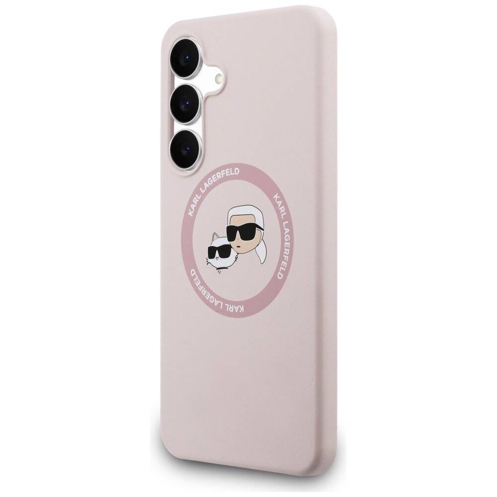 Karl Lagerfeld Silikonhülle & Choupette-Motiv MagSafe Samsung Galaxy S25 FE – Pink