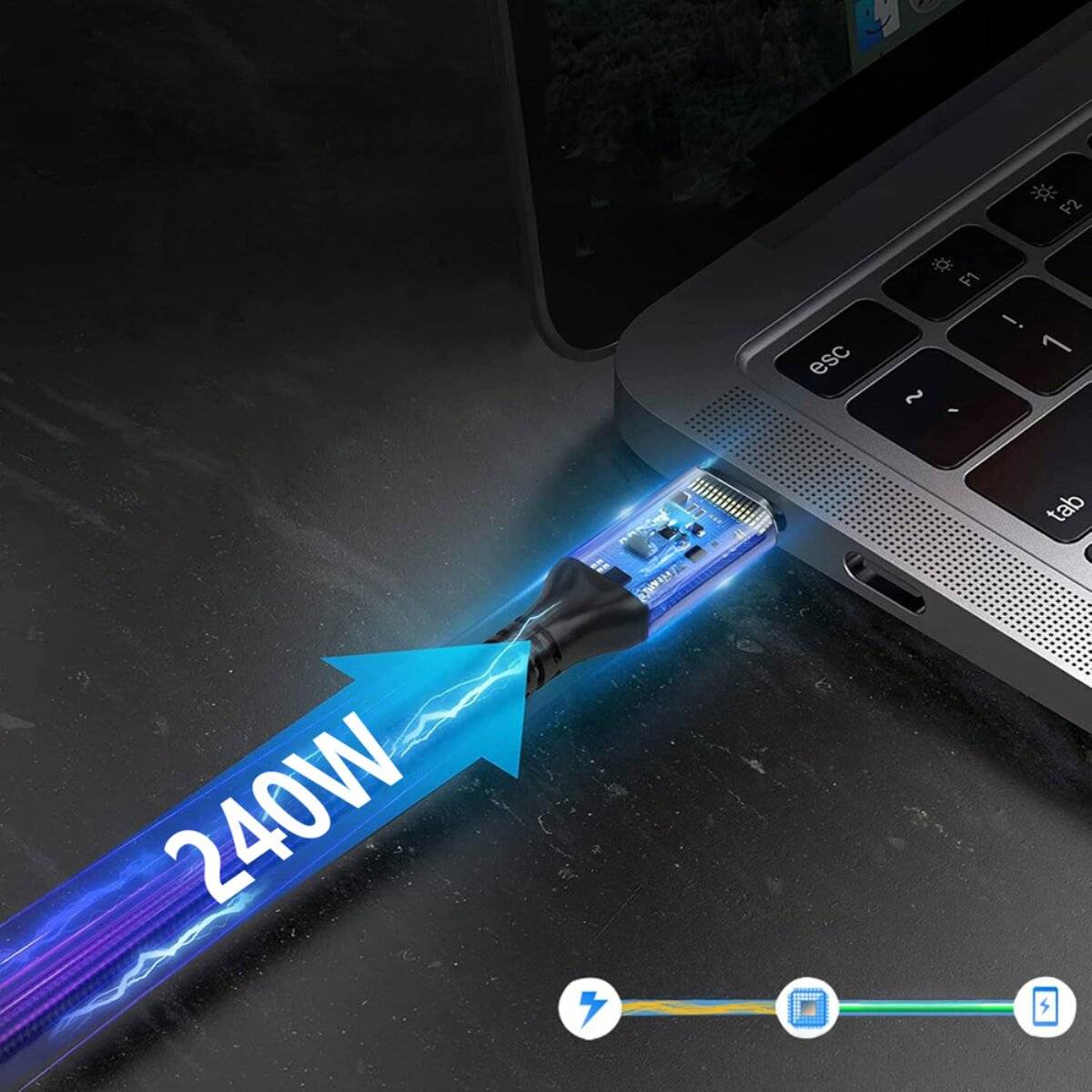 Wozinsky WPS-UY41S USB-C Thunderbolt 4 Kabel 240W 1m Schwarz