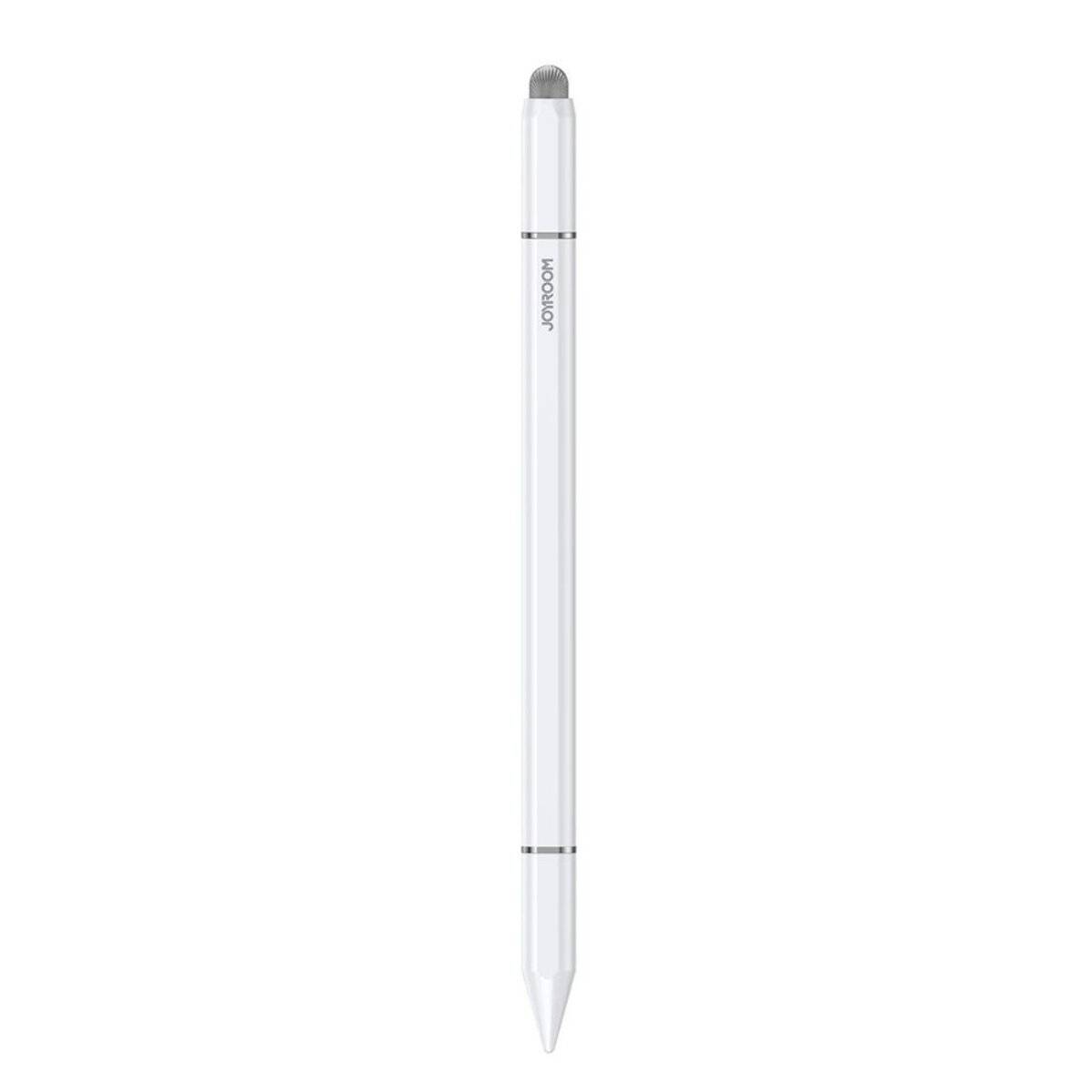 Ein Eingabestift mit schlankem weißem Design, mit einer spitzen Spitze für präzise Eingaben und einer abgerundeten Kappe oben, geeignet für digitale Geräte.