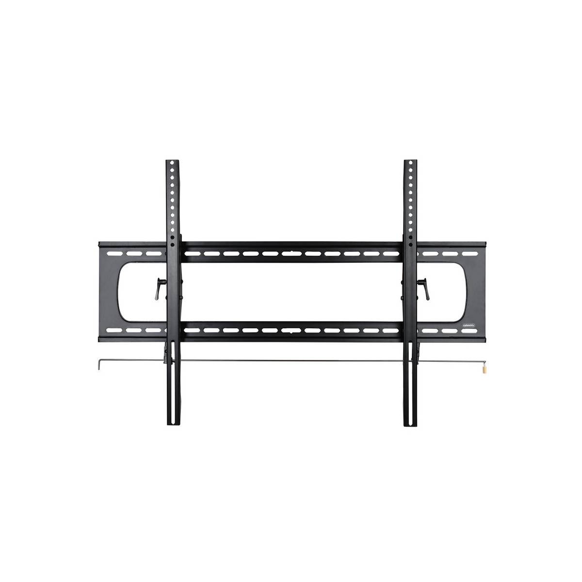 Schwarze TV-Wandhalterung mit verstellbaren Armen, konstruiert um Flachbildfernseher sicher an der Wand zu halten.