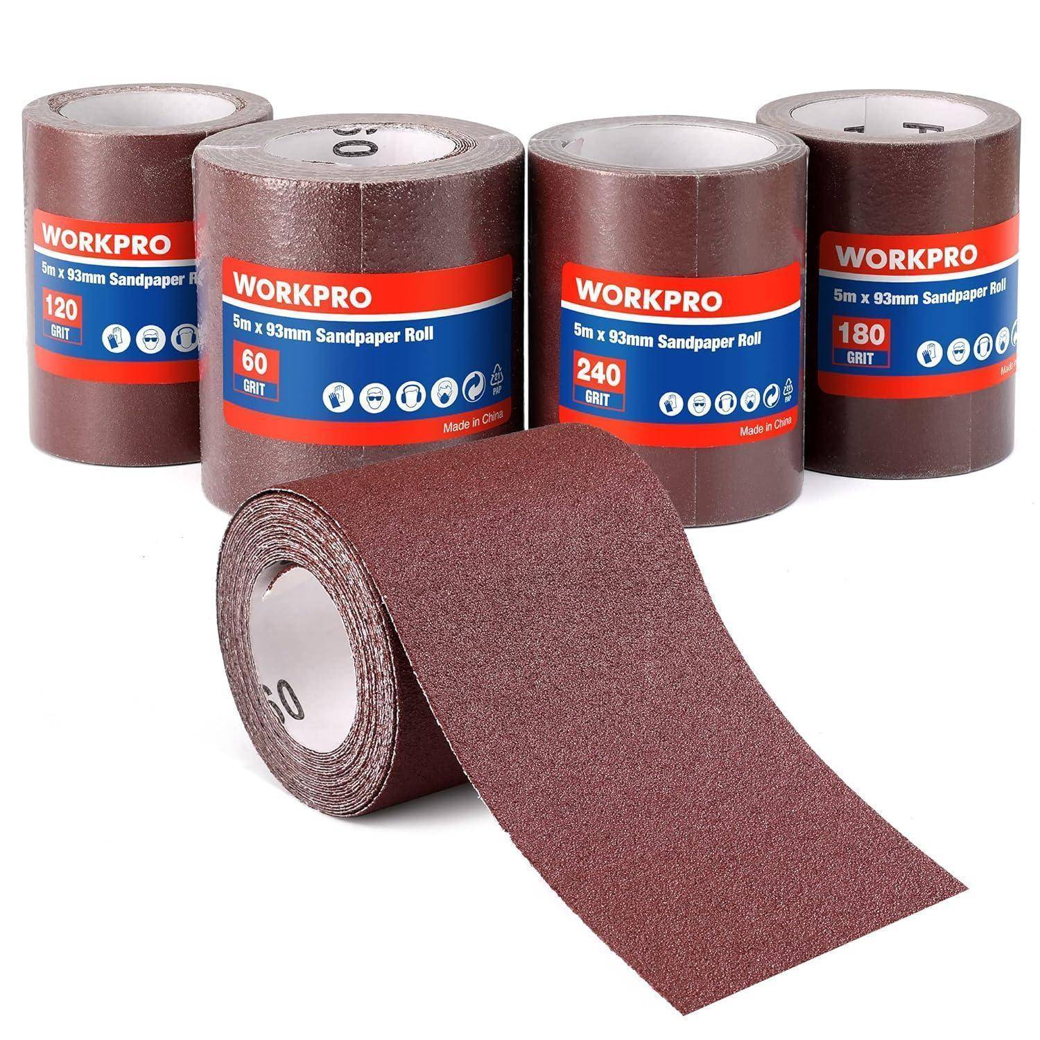 Schleifpapierrollen 93mm x 5m 4er Set Körnung 60/120/180/240 Holz