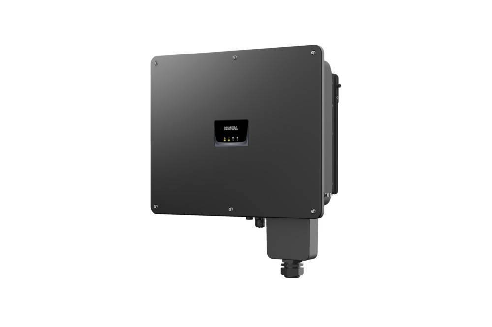 Ein kompaktes, schwarzes wandmontiertes elektronisches Gerät mit einem kleinen Anzeigebildschirm in der Mitte, möglicherweise zur Überwachung oder Steuerung verwendet.