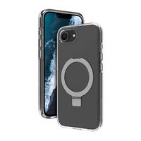 Zwei Smartphones mit transparenten Schutzhüllen, eines zeigt den Vorderbildschirm mit einem Meereswallpaper, das andere zeigt eine magnetische Ringhalterung auf der Rückseite.