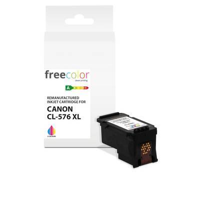 Das Bild zeigt eine Canon CL-576 XL Tintenpatrone neben ihrer Verpackung, die mit 