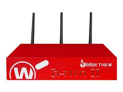 Ein rotes Firewall-Gerät mit drei Antennen, beschriftet mit 